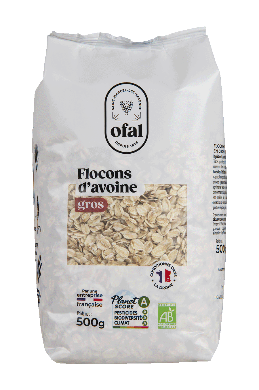 Flocons d'Avoine Sans Gluten et Bio 500g
