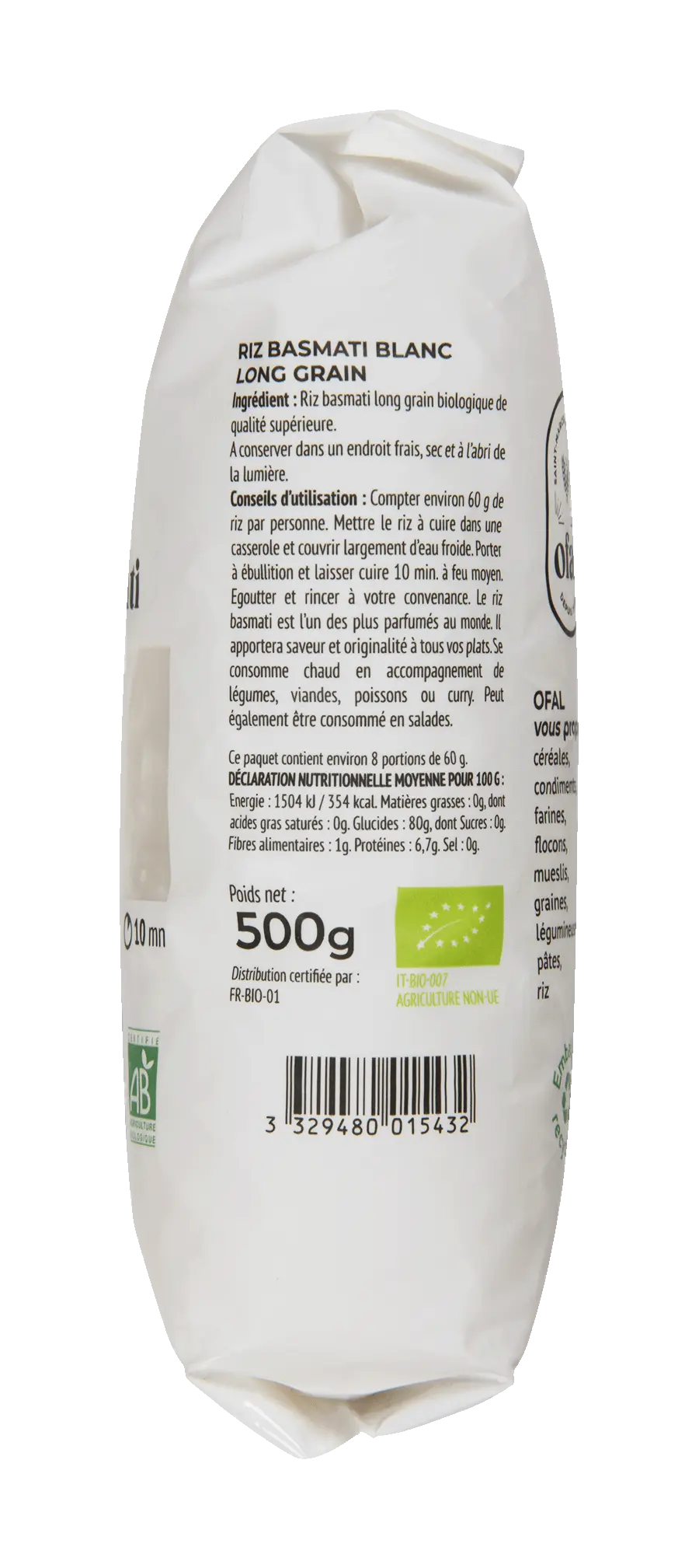 Riz basmati complet - U Bio - 500 g